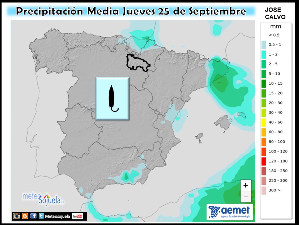 Precipitación Media según AEMET. Meteosojuela La Rioja