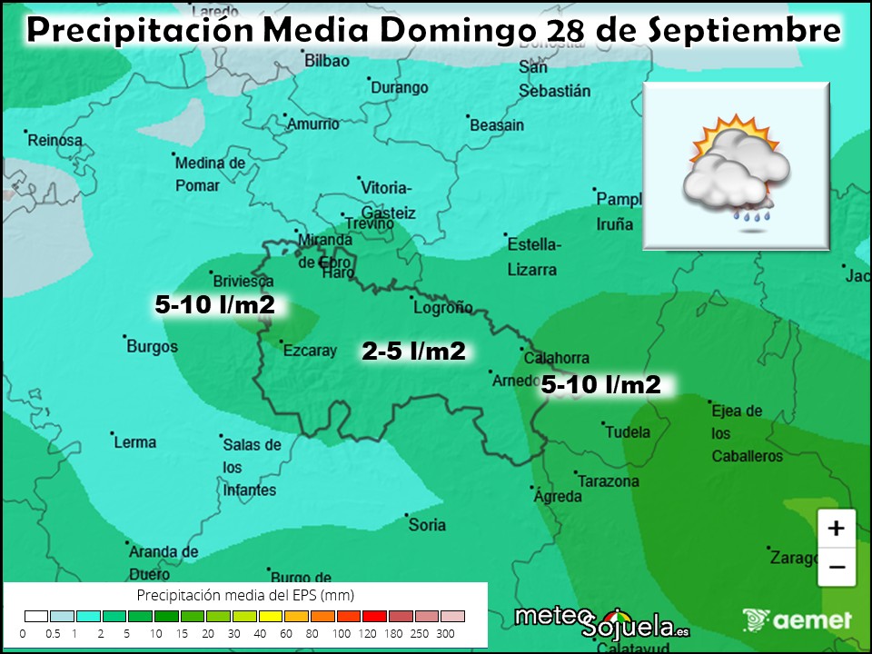 Precipitación Media según AEMET. Meteosojuela La Rioja