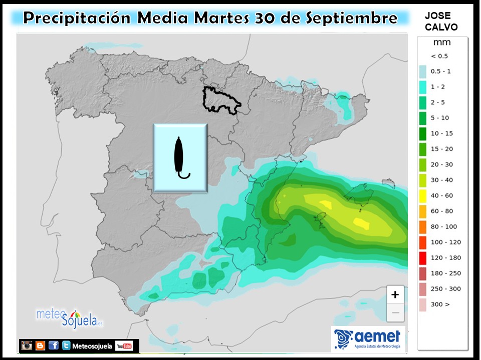 Precipitación Media según AEMET. Meteosojuela La Rioja