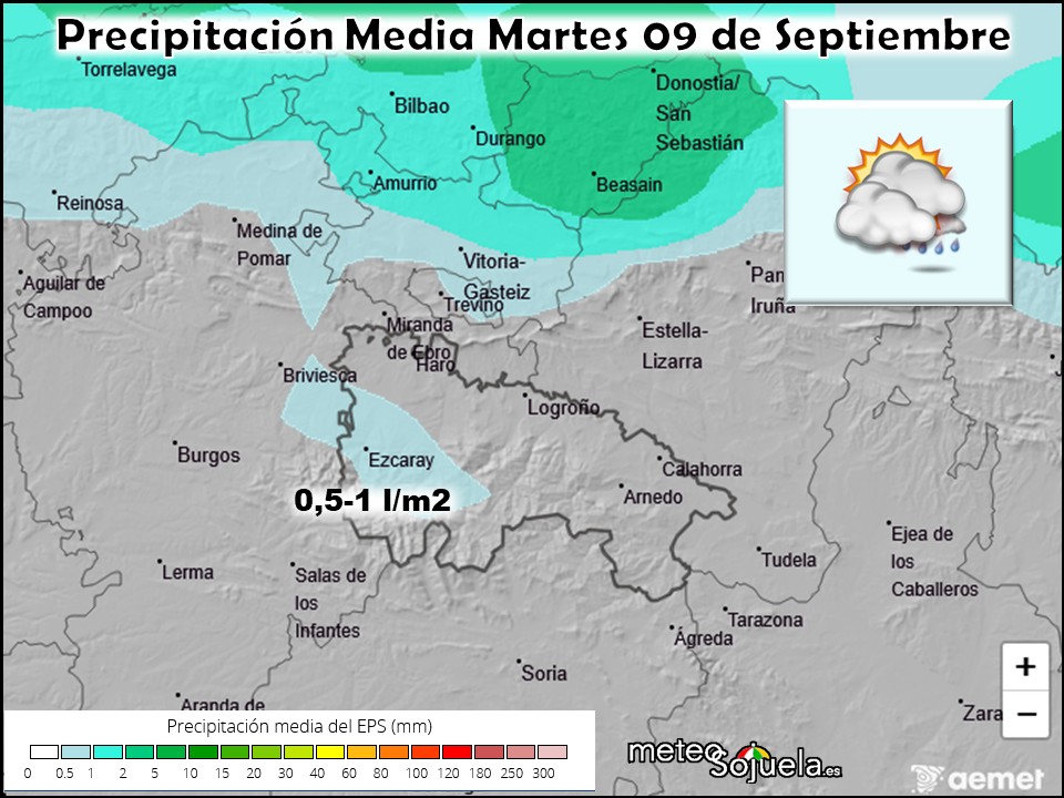 Precipitación Media según AEMET. Meteosojuela La Rioja