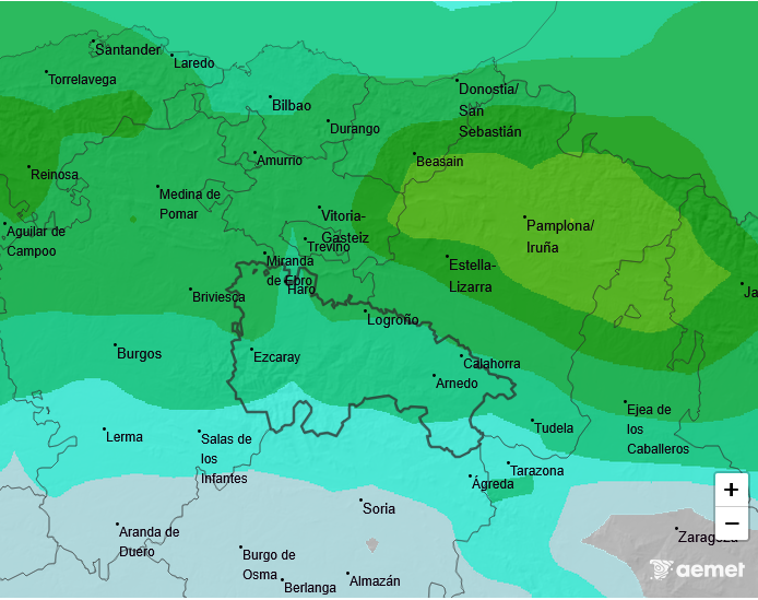 Precipitación Media según AEMET. Meteosojuela La Rioja 20