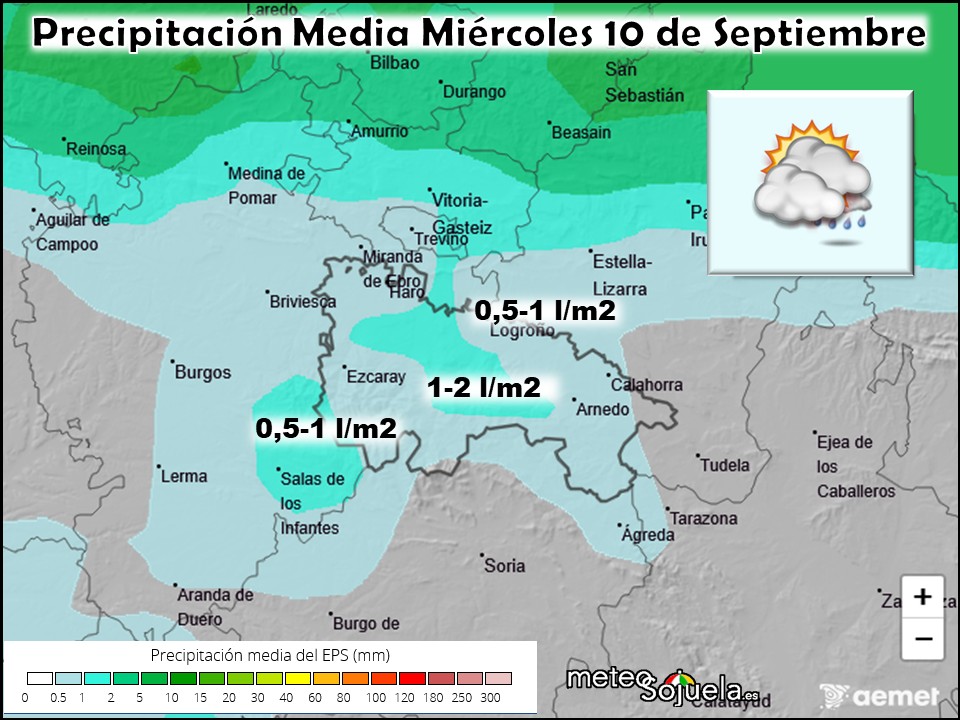 Precipitación Media según AEMET. Meteosojuela La Rioja