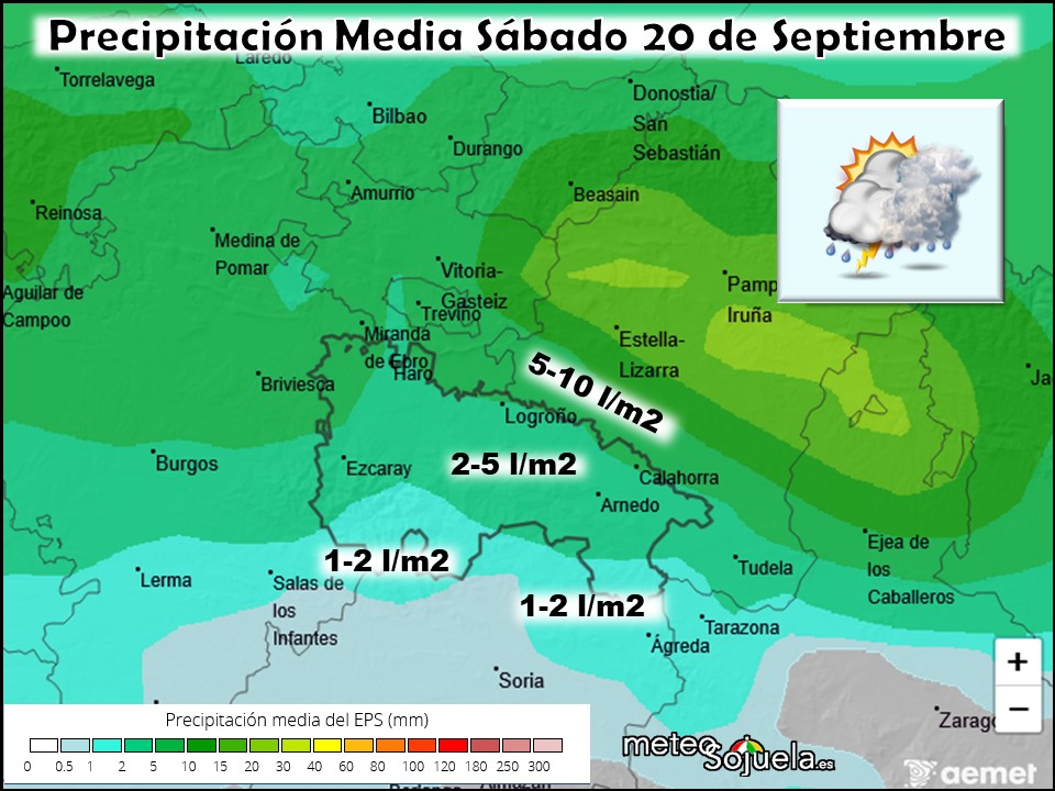 Precipitación Media según AEMET. Meteosojuela La Rioja