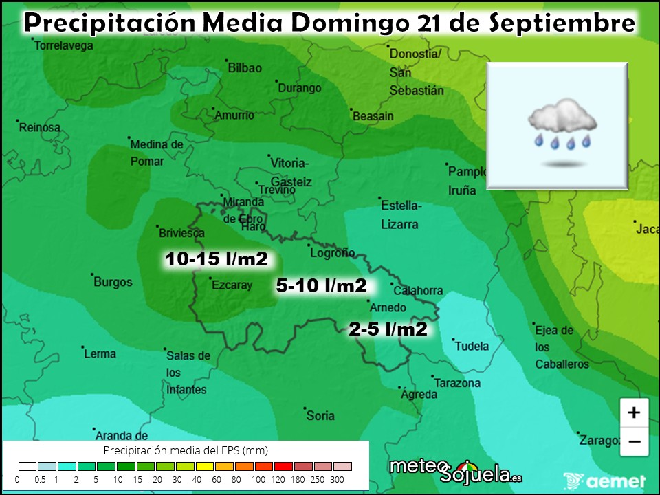 Precipitación Media según AEMET. Meteosojuela La Rioja