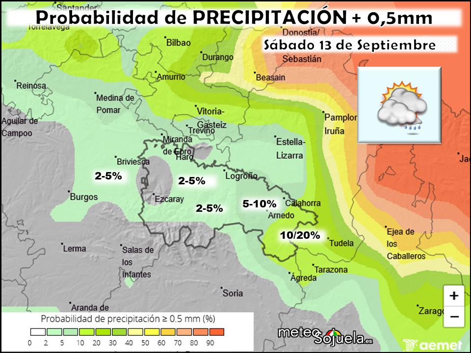 Probabilidad de Precipitación según AEMET. Meteosojuela La Rioja