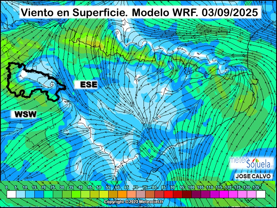 Viento en Superficie Modelo WRF Meteosojuela.