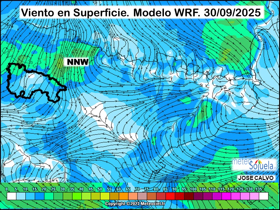 Viento en Superficie Modelo WRF Meteosojuela.
