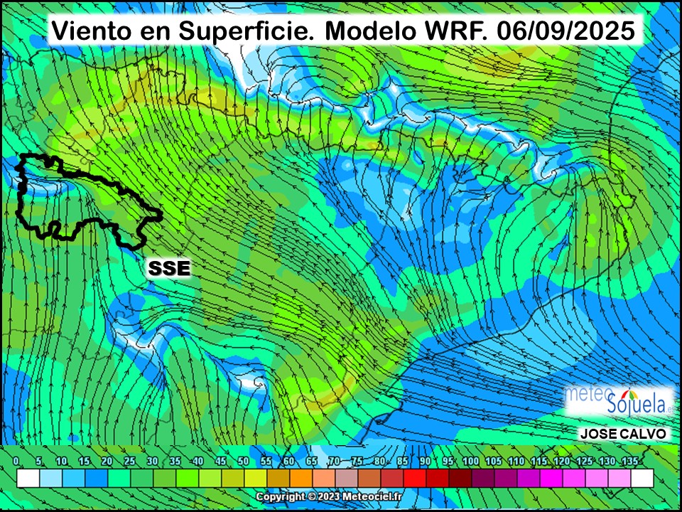 Viento en Superficie Modelo WRF Meteosojuela.