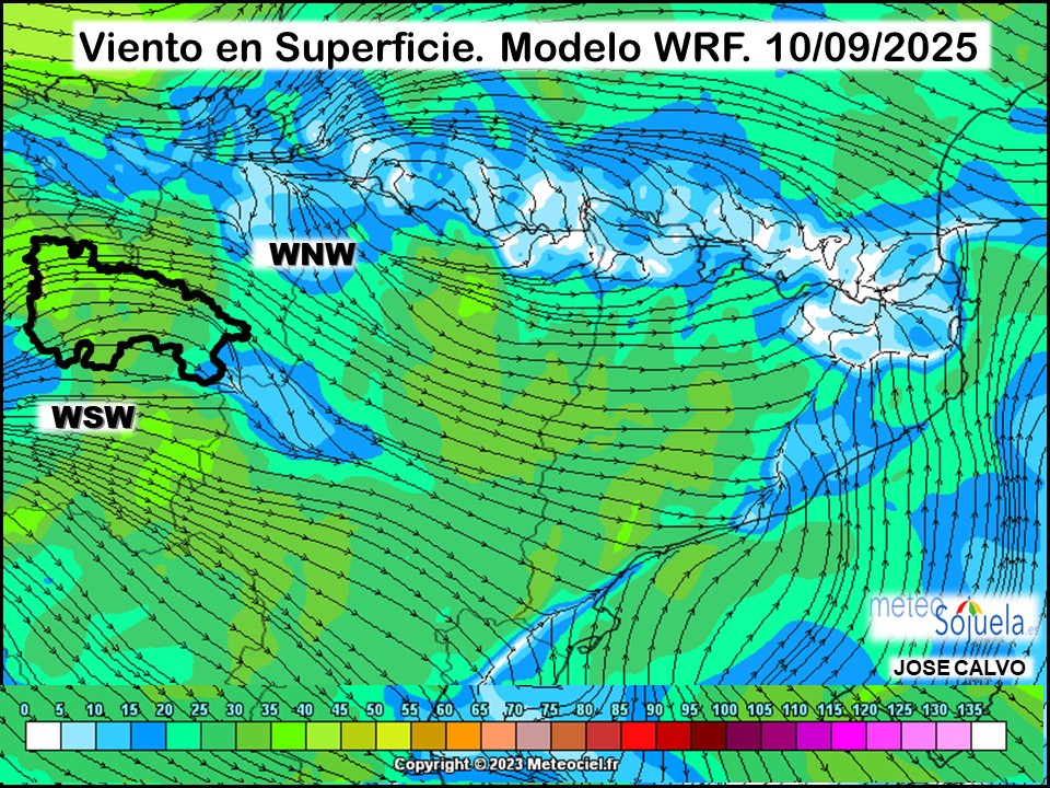 Viento en Superficie Modelo WRF Meteosojuela.