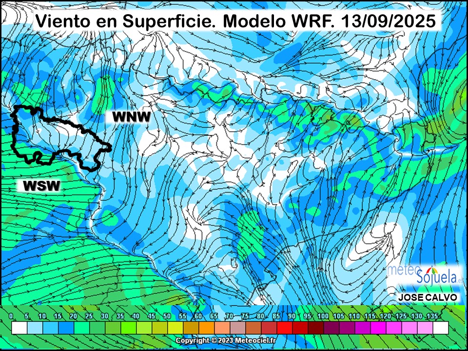 Viento en Superficie Modelo WRF Meteosojuela.