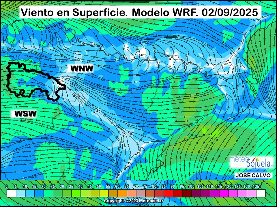 Viento en Superficie Modelo WRF Meteosojuela.