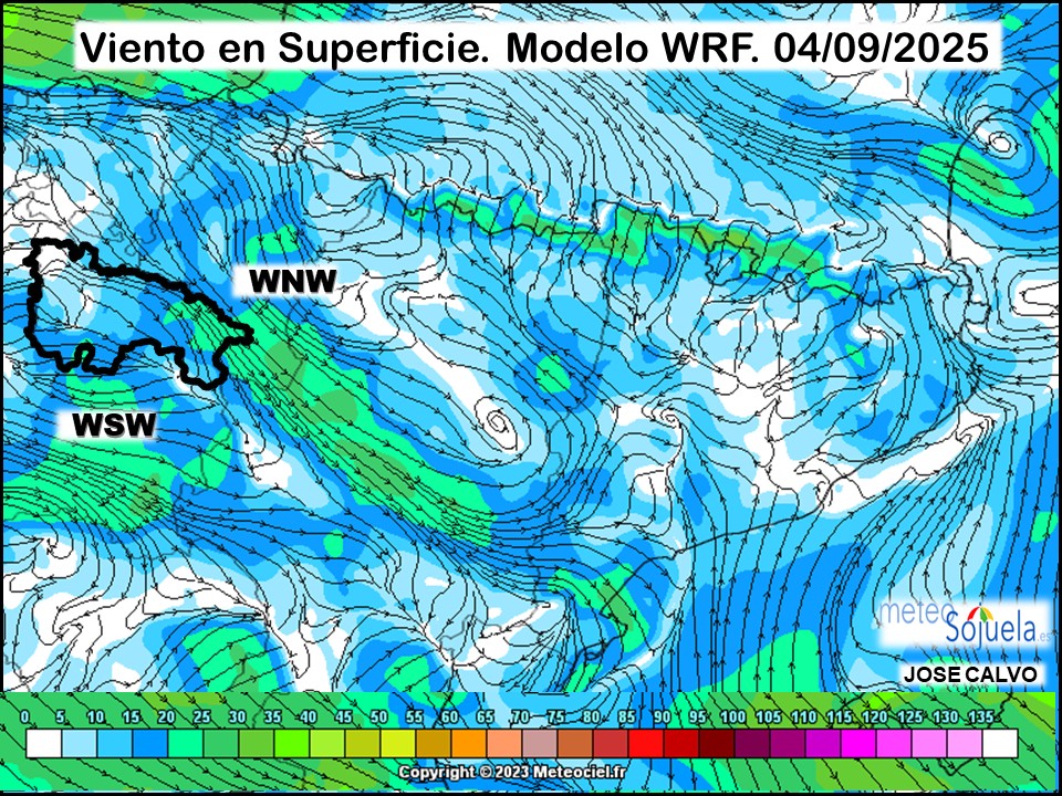 Viento en Superficie Modelo WRF WSW Meteosojuela.