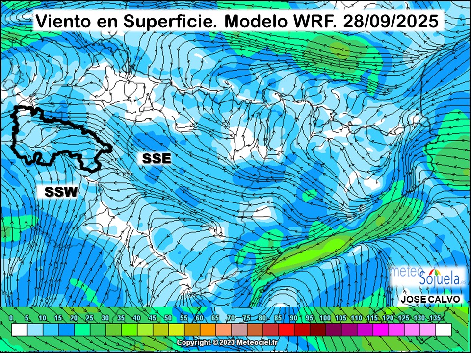 Viento en Superficie Modelo WRF SSW Meteosojuela.