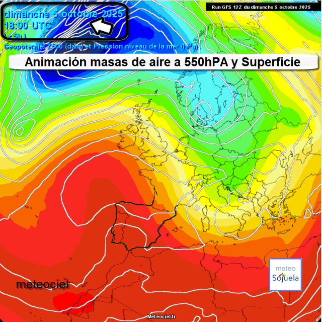 Animación Masas de aire 500hPa y Superficie. Meteosojuela
