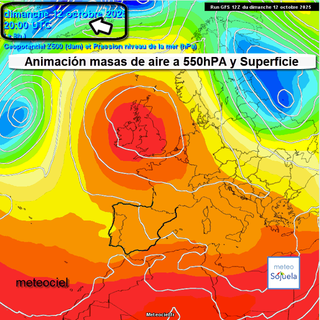 Animación Masas de aire 500hPa y Superficie. Meteosojuela