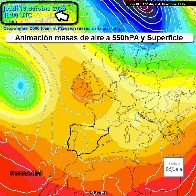 Animación Masas de aire 500hPa y Superficie. Meteosojuela