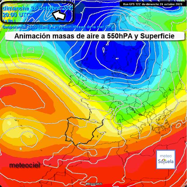 Animación Masas de aire 500hPa y Superficie. Meteosojuela