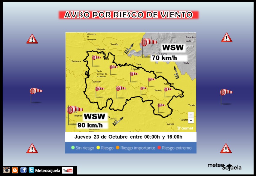 Aviso Amarillo por Viento en toda la región AEMET
