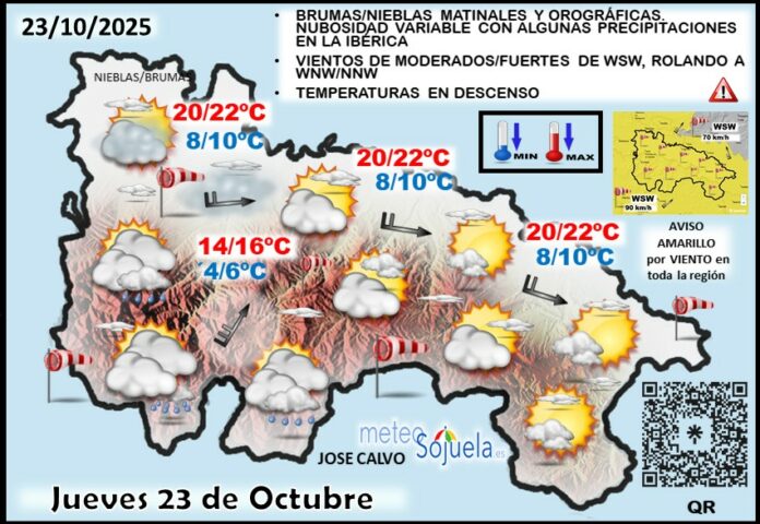 Mapa del tiempo en La Rioja. Meteosojuela