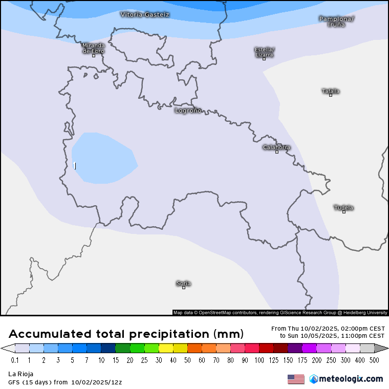 Precipitación Acumulada según GFS Meteosojuela La Rioja