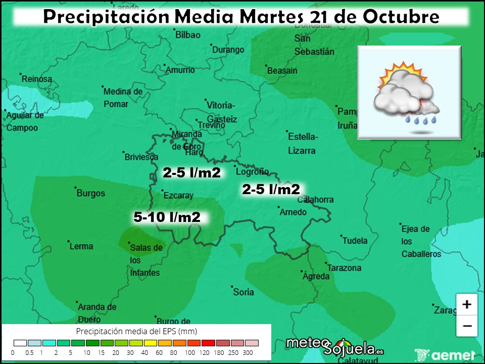 Precipitación Media según AEMET. Meteosojuela La Rioja