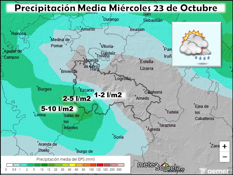 Precipitación Media según AEMET. Meteosojuela La Rioja