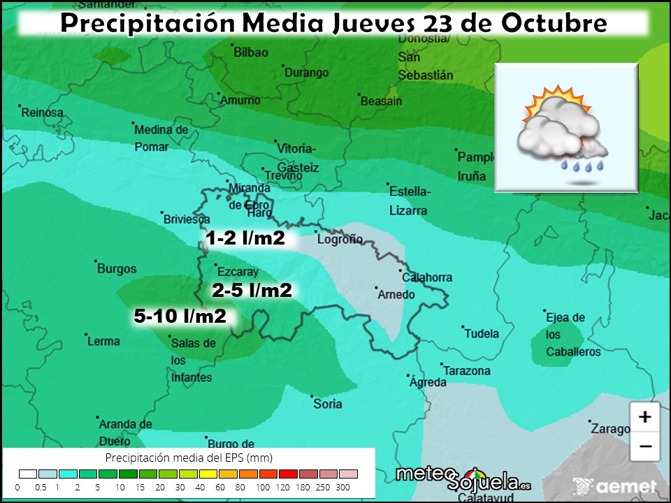 Precipitación Media según AEMET. Meteosojuela La Rioja
