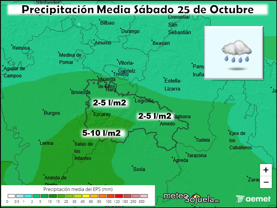 Precipitación Media según AEMET. Meteosojuela La Rioja