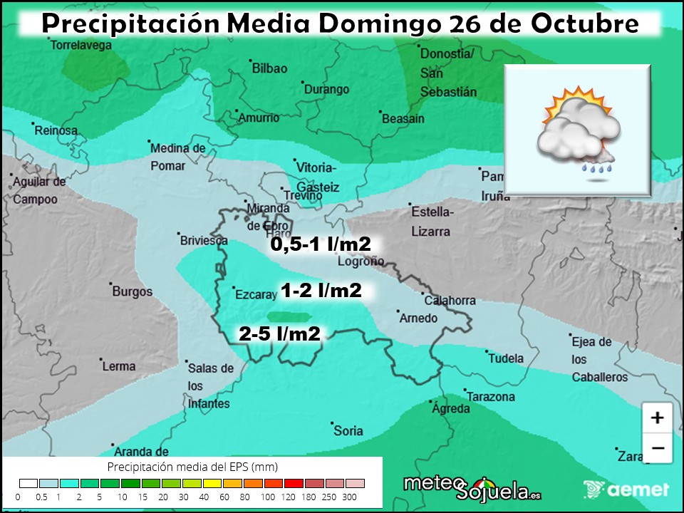 Precipitación Media según AEMET. Meteosojuela La Rioja