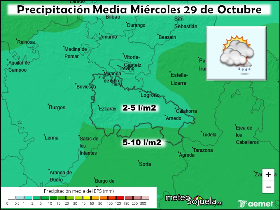 Precipitación Media según AEMET. Meteosojuela La Rioja