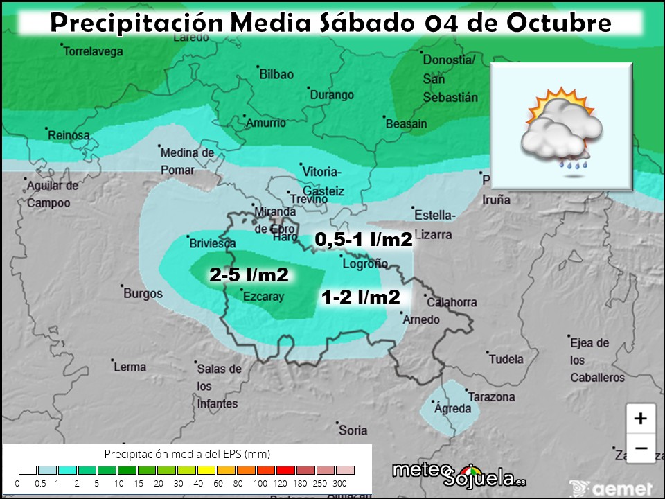 Precipitación Media según AEMET. Meteosojuela La Rioja