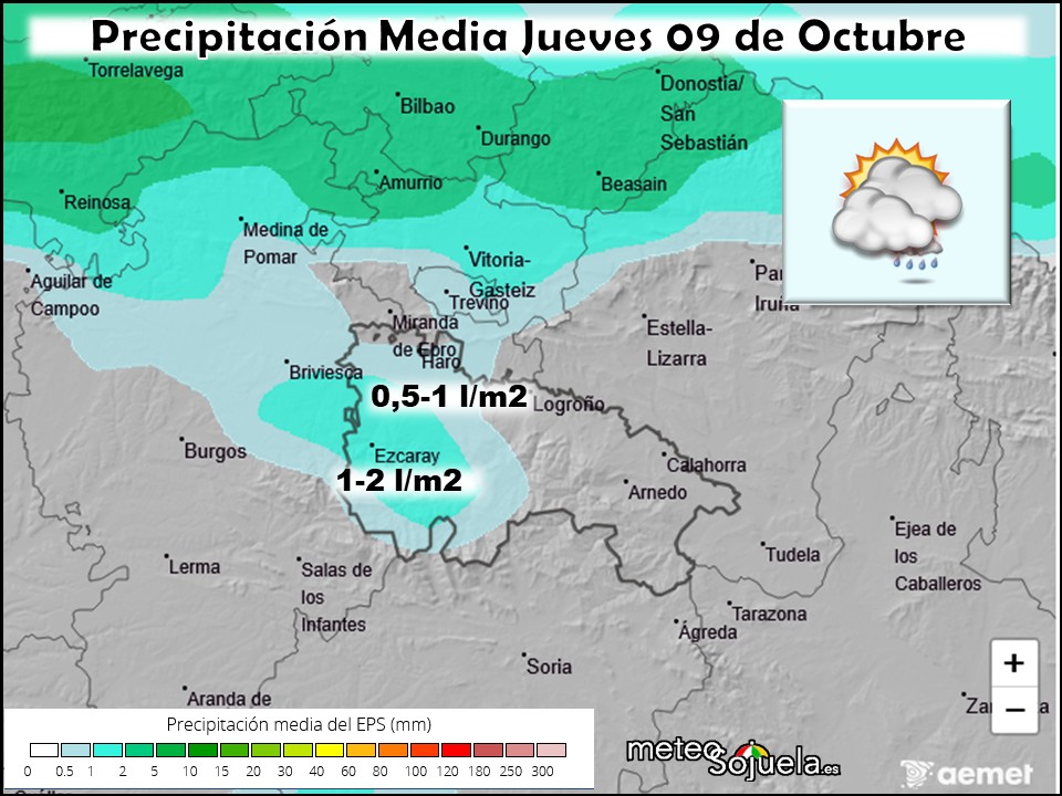 Precipitación Media según AEMET. Meteosojuela La Rioja