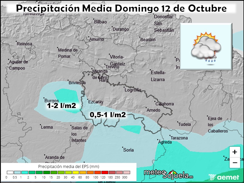 Precipitación Media según AEMET. Meteosojuela La Rioja