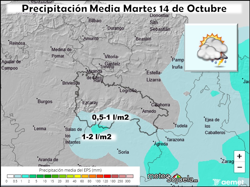 Precipitación Media según AEMET. Meteosojuela La Rioja