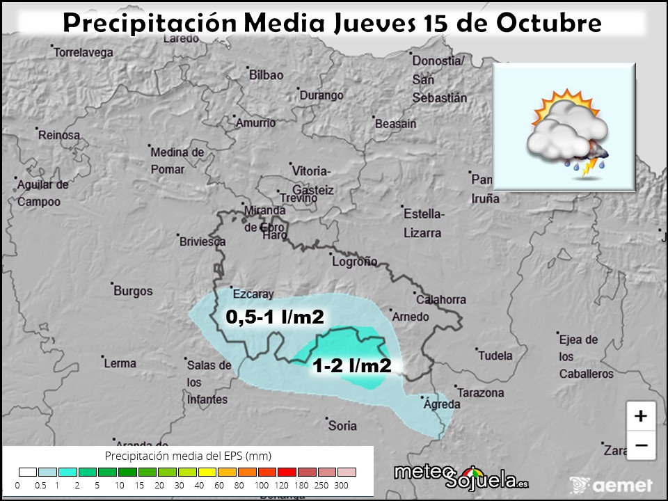 Precipitación Media según AEMET. Meteosojuela La Rioja