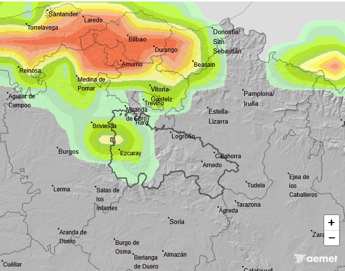 Probabilidad de Precipitación según AEMET. Meteosojuela La Rioja 10