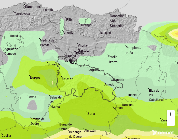 Probabilidad de Precipitación según AEMET. Meteosojuela La Rioja 12