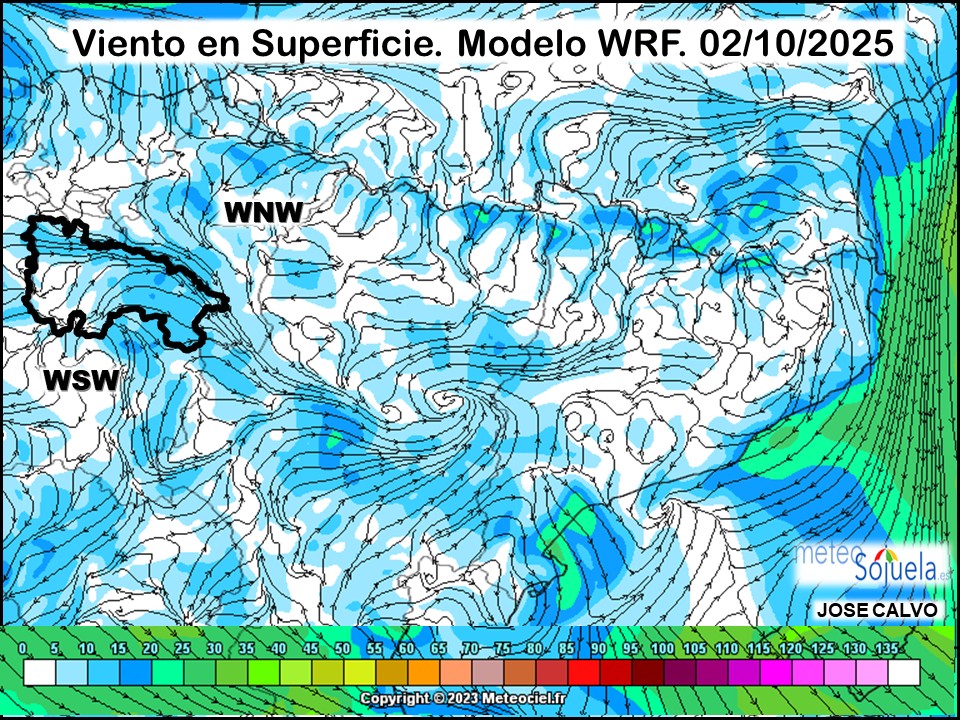 Viento en Superficie Modelo WRF Meteosojuela.