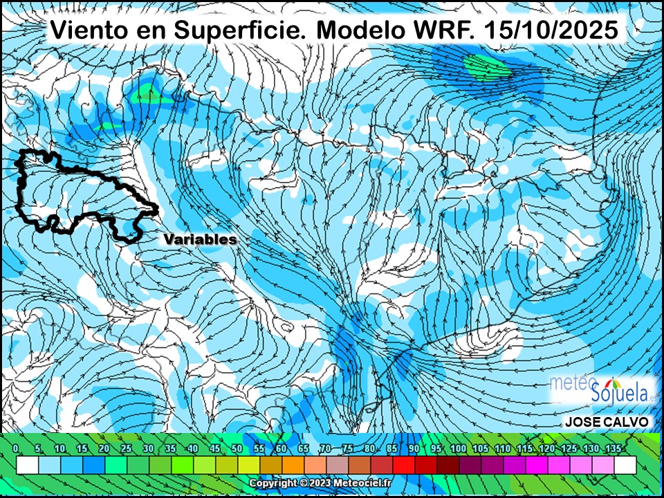 Viento en Superficie Modelo WRF Meteosojuela.