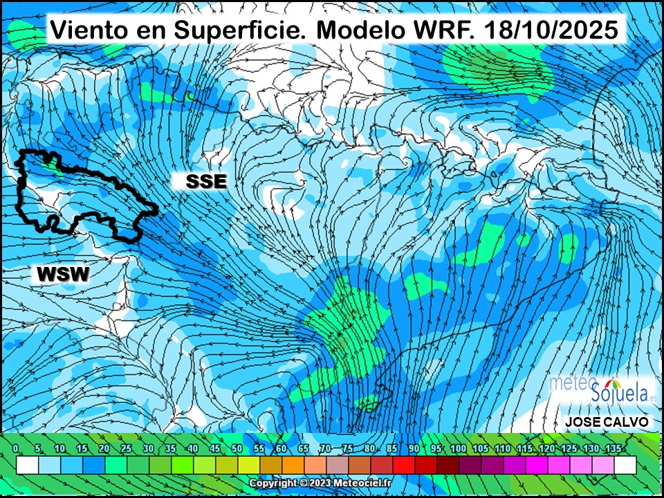 Viento en Superficie Modelo WRF Meteosojuela.