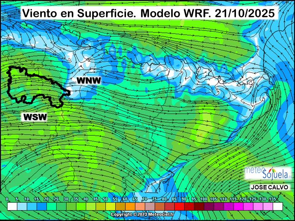 Viento en Superficie Modelo WRF Meteosojuela.