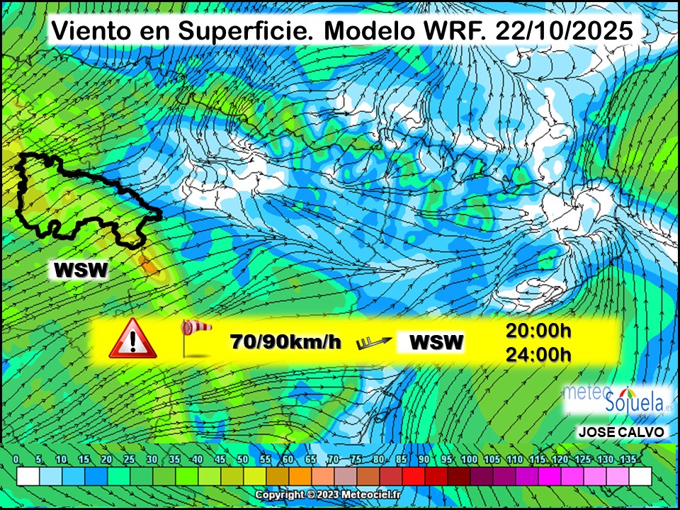 Viento en Superficie Modelo WRF Meteosojuela.