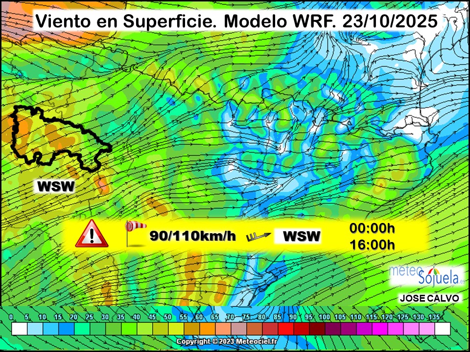 Viento en Superficie Modelo WRF Meteosojuela.