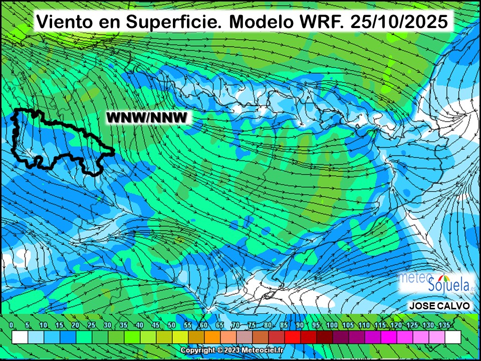 Viento en Superficie Modelo WRF Meteosojuela.