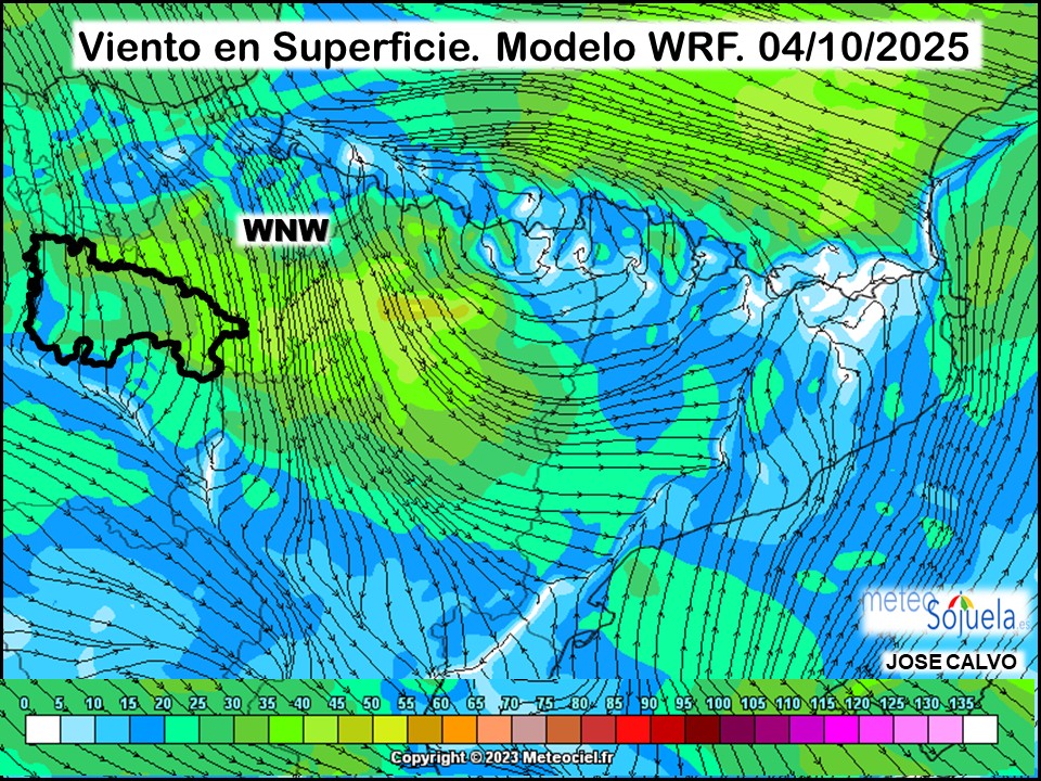 Viento en Superficie Modelo WRF Meteosojuela.