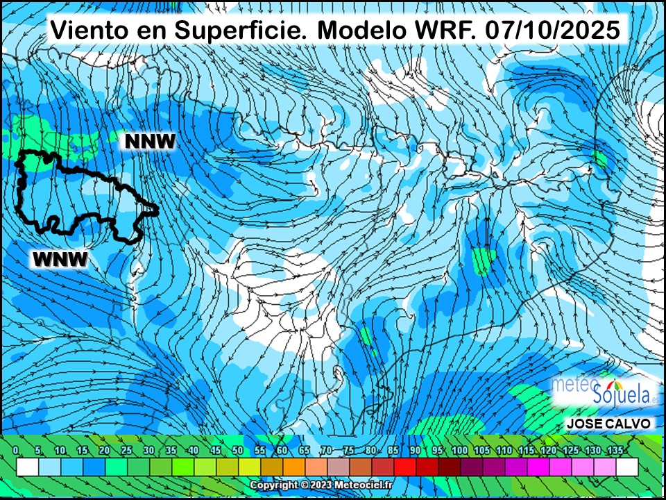 Viento en Superficie Modelo WRF Meteosojuela.
