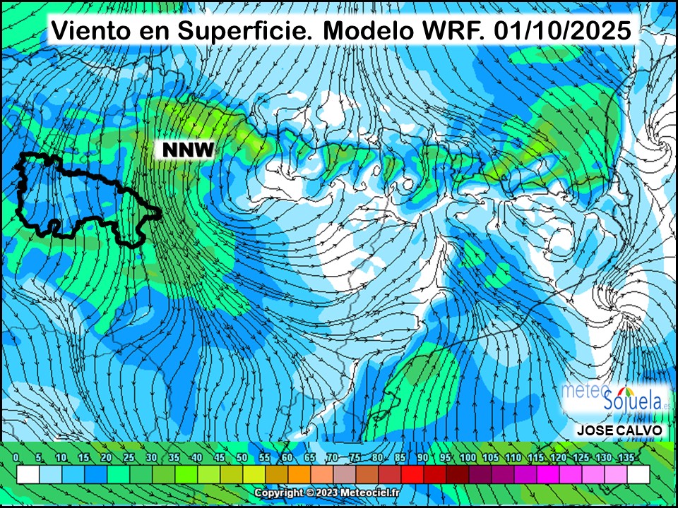 Viento en Superficie Modelo WRF Meteosojuela.