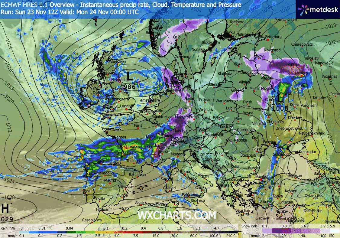 Animación Modelos de Centros de presión y borrascas GFS Europa. Meteosojuela La Rioja