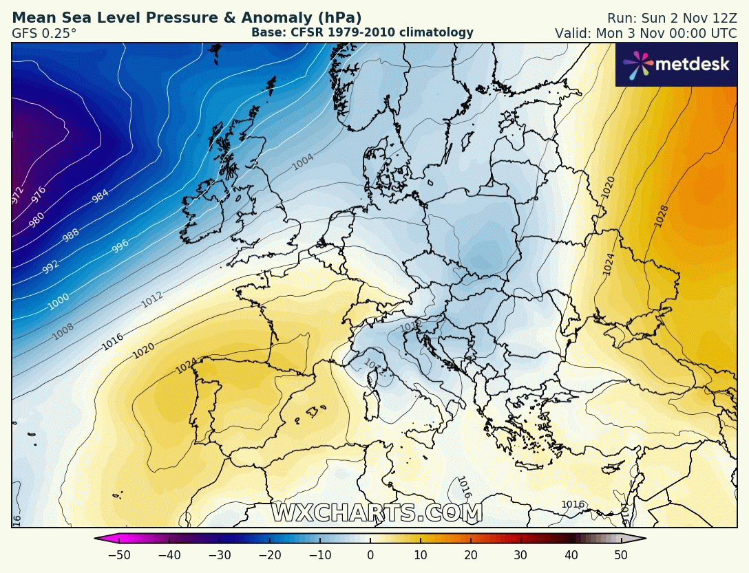 Animación Modelos de Anomalías de Presión. Meteosojuela La Rioja