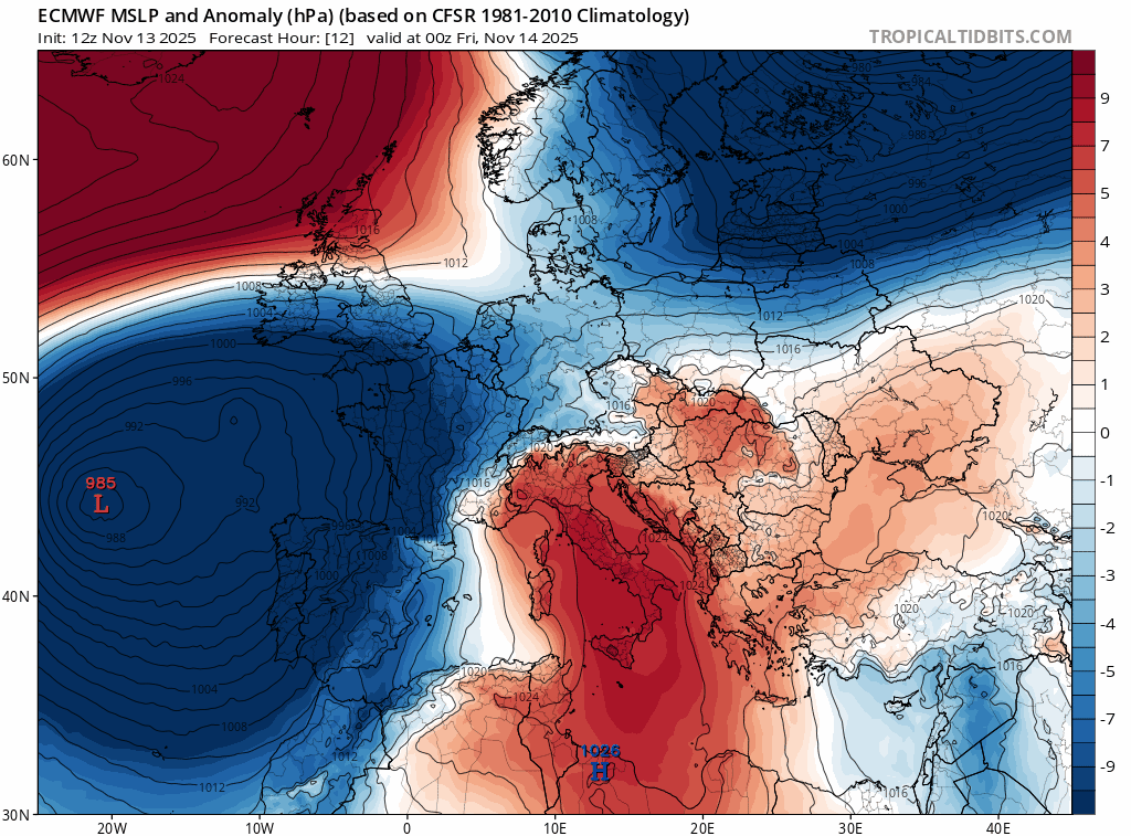 Animación Modelos de Centros de presión y borrascas GFS Europa. Meteosojuela La Rioja